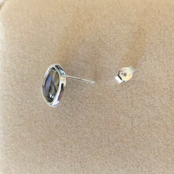 NWOT Silver & Square Natural Abalone Shell "Stud" Earrings - Picture 3 of 5